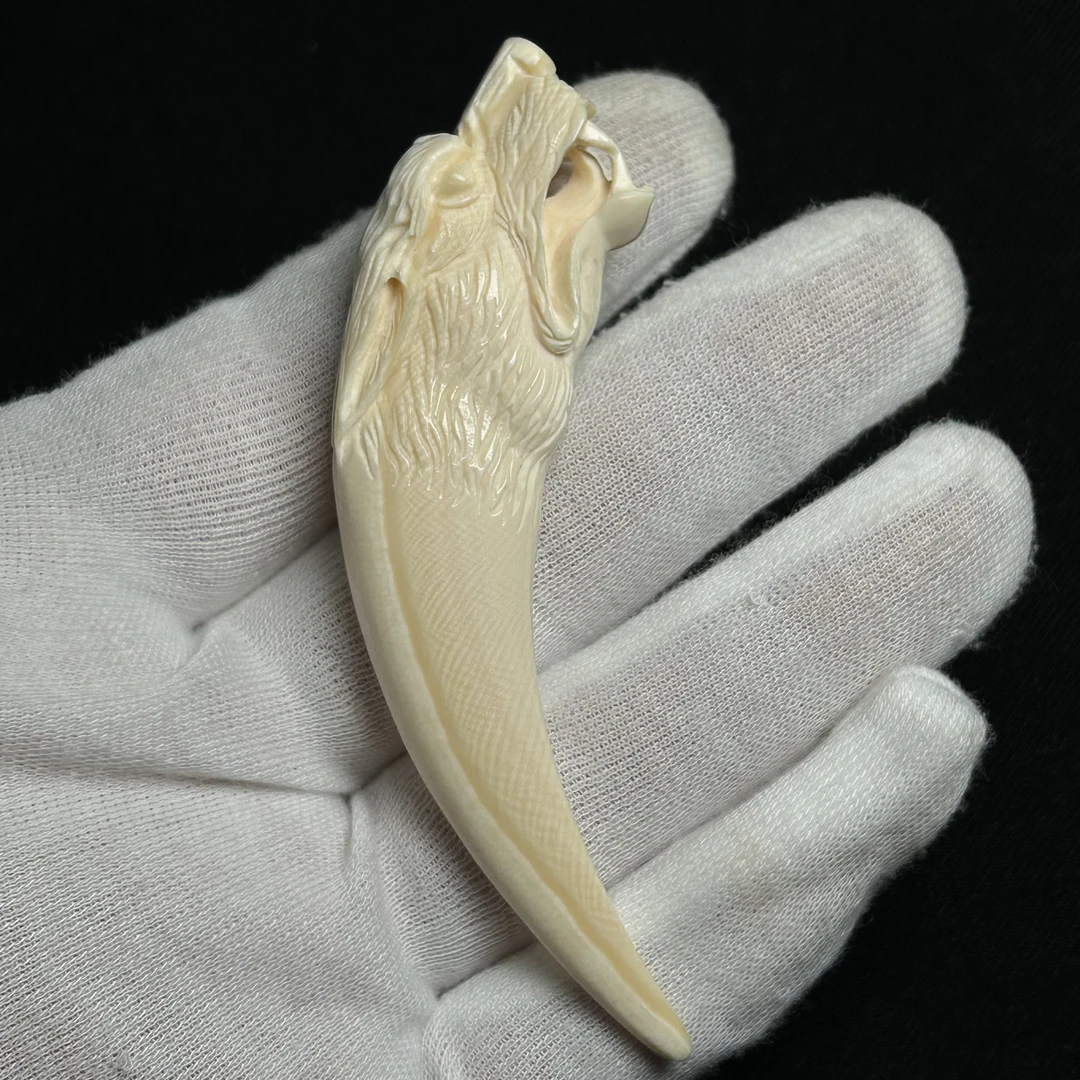 PJL06 只做天然猛犸象牙 狼头牙尖 约长度94*宽度13*厚度22mm