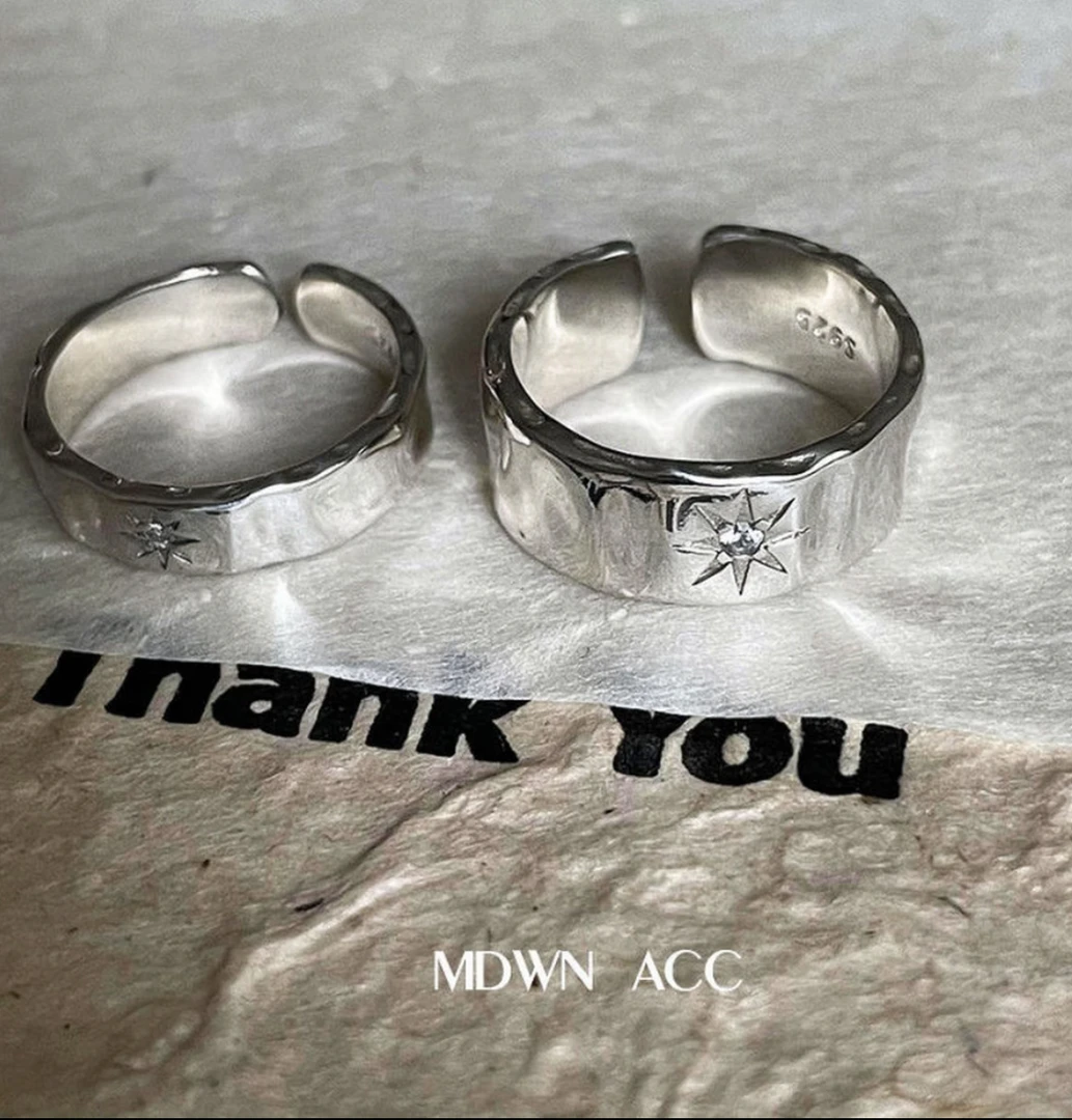 六芒星情侣戒指ins小众设计高级感冷淡风帅酷开口可调节食指环潮