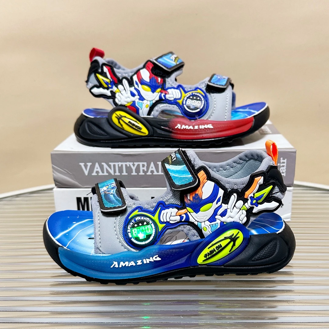 奥特曼鞋子男童鞋夏季夏天沙滩8户外运动3-6岁小童12儿童发光凉鞋