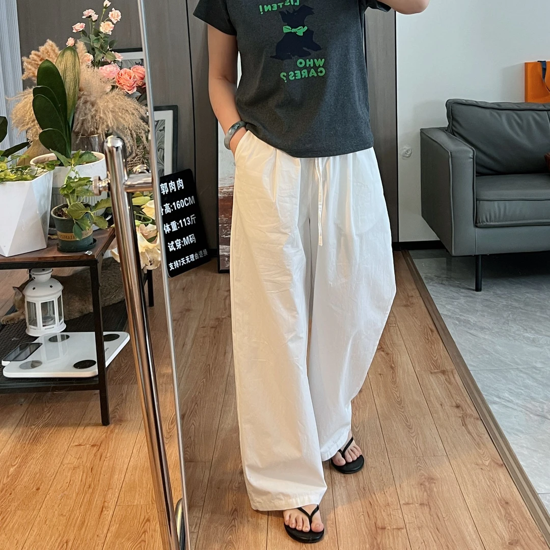 【郭肉肉】‘氧气裤’自由质感春夏酵素水洗100棉休闲阔腿直筒裤百搭