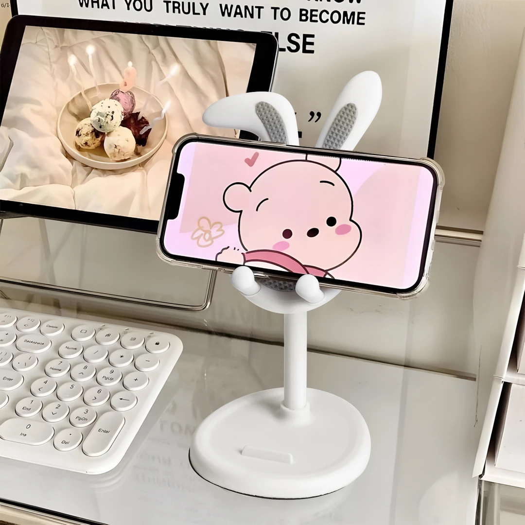 小兔子手机支架可升降调节网红桌面懒人自拍直播学生多功能可爱
