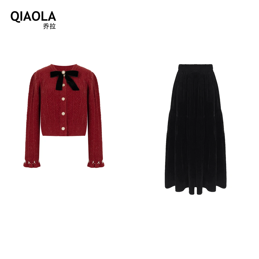 QIAOLA/乔拉【灯宵月阑】亮金丝秋冬法式轻奢时尚毛织短外套预售