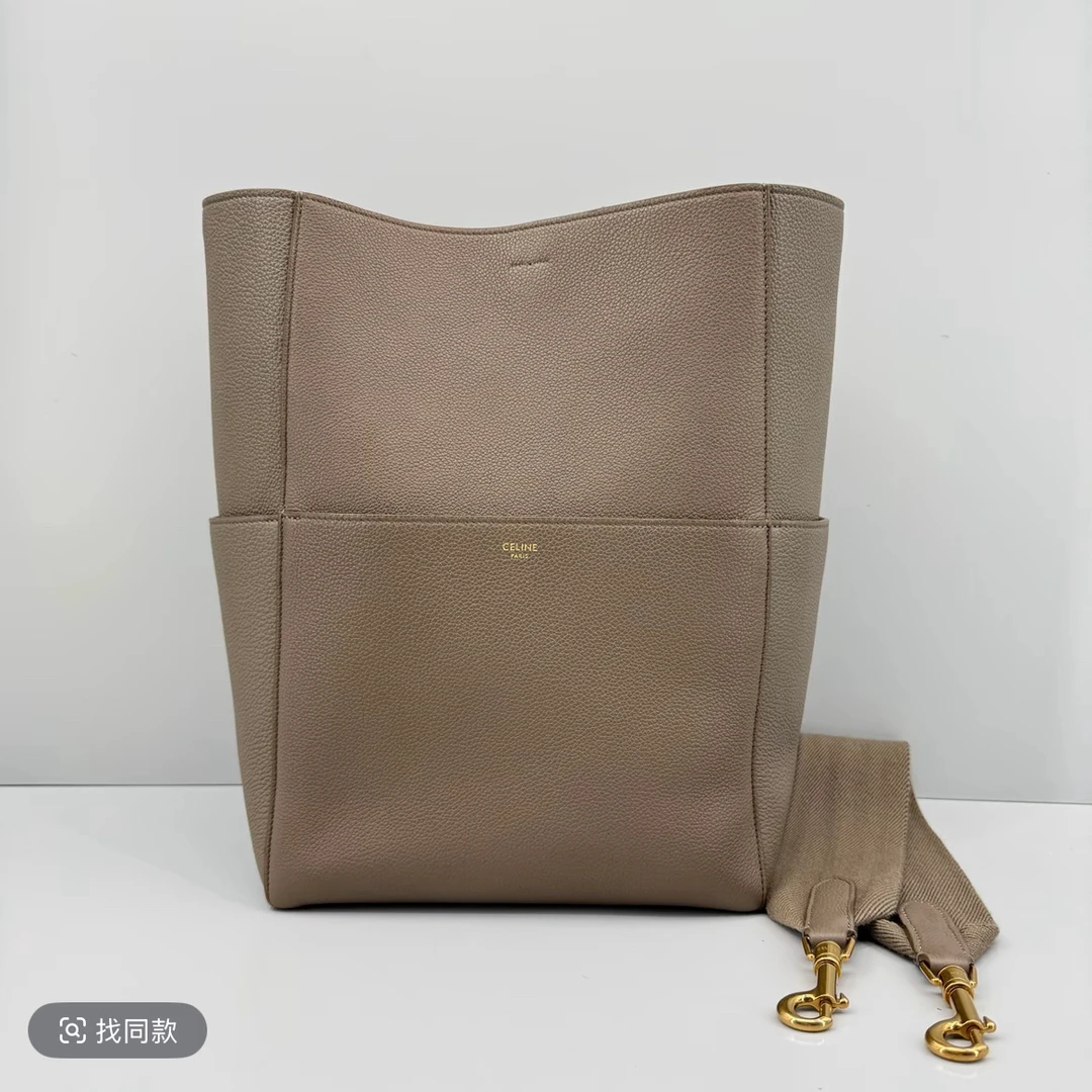 95新 Celine/思琳 大象灰中号水桶单肩包/xm