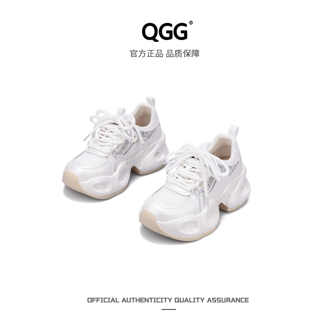 【QGG】跟高5.5公分2025年春季新款老爹鞋厚底增高百搭休闲鞋Q1182