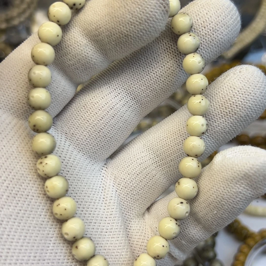 星月菩提手串骨瓷白半壁留白7✖️7