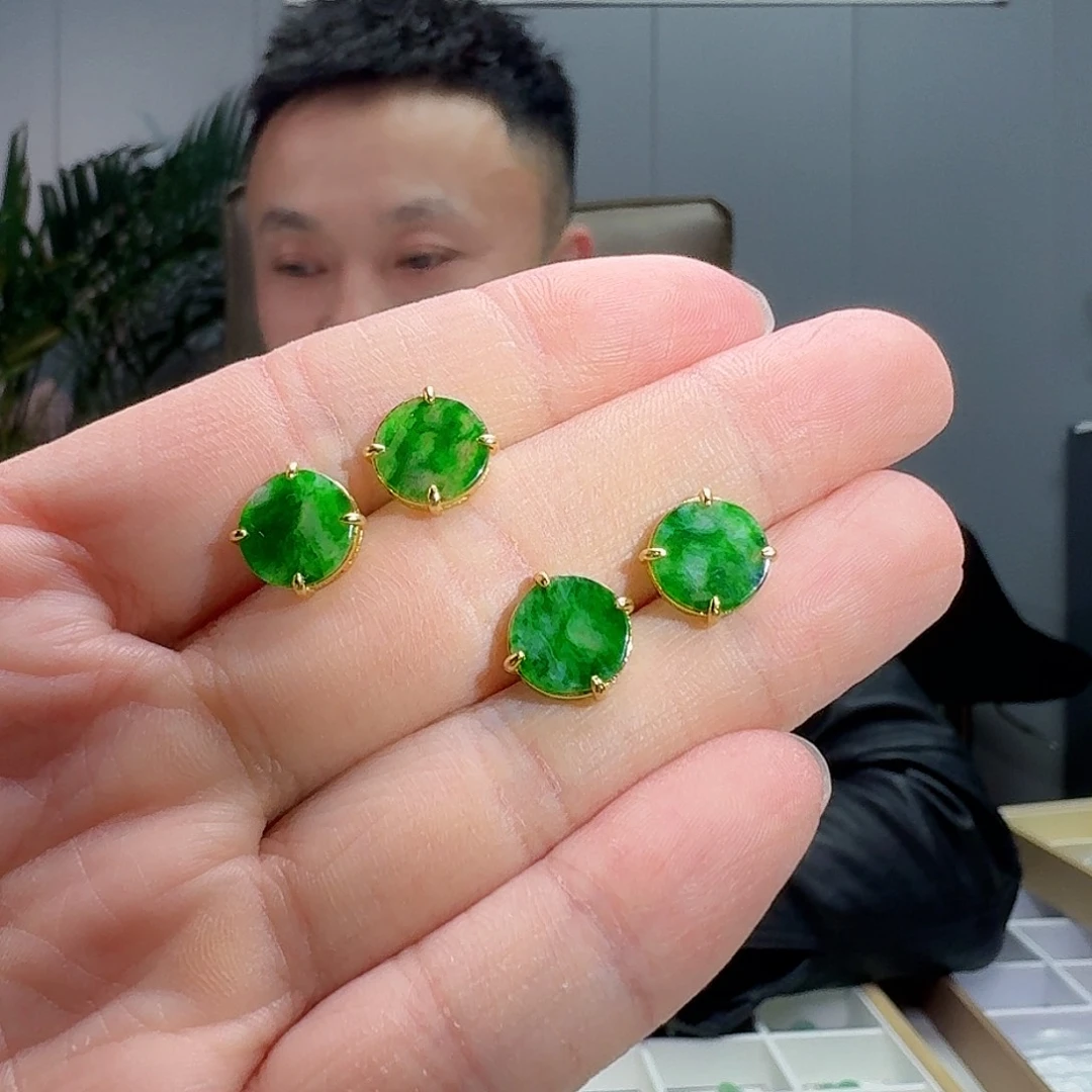 翡翠耳饰银S925镶嵌多样性发货其一