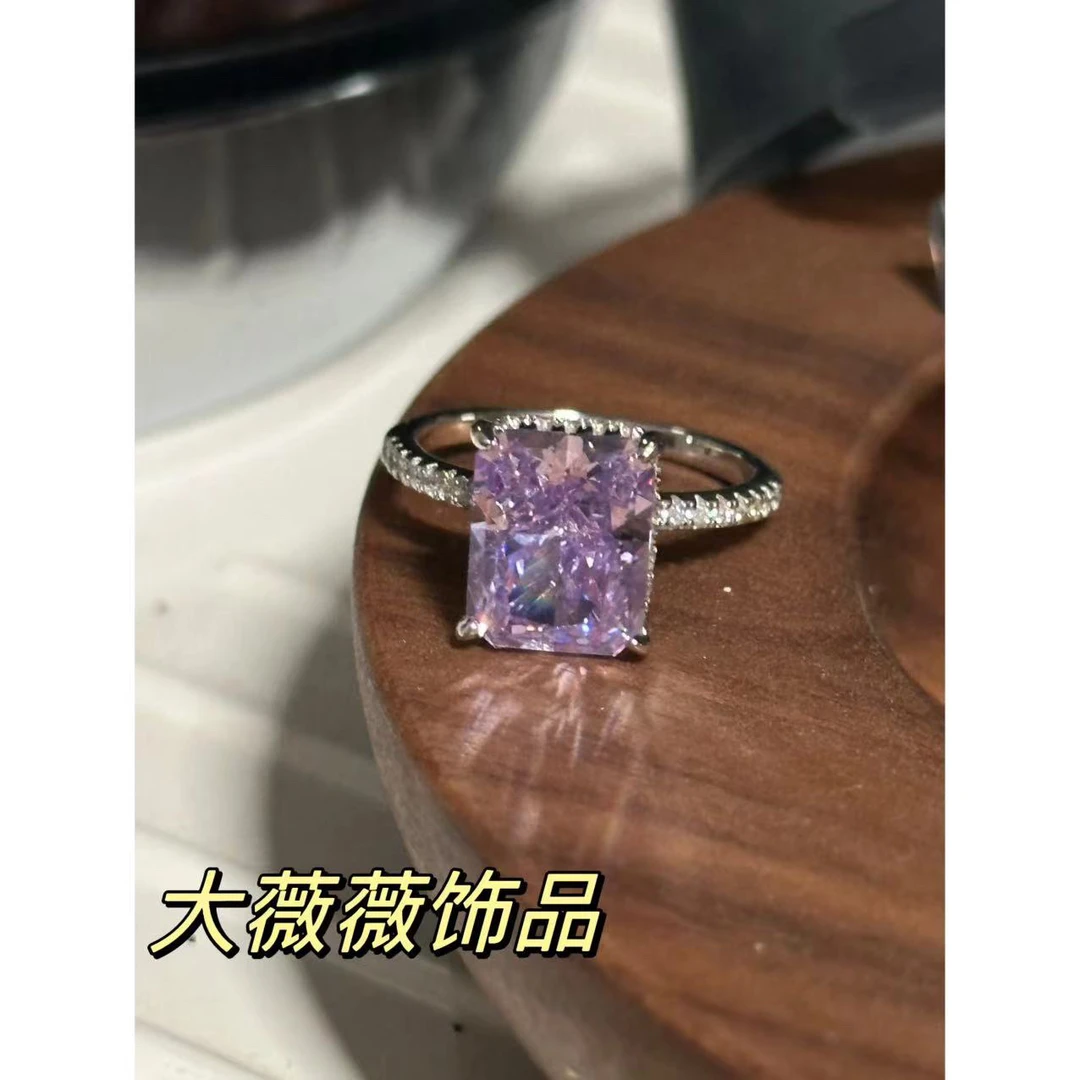 925银戒指 紫色方糖时尚戒指-4907