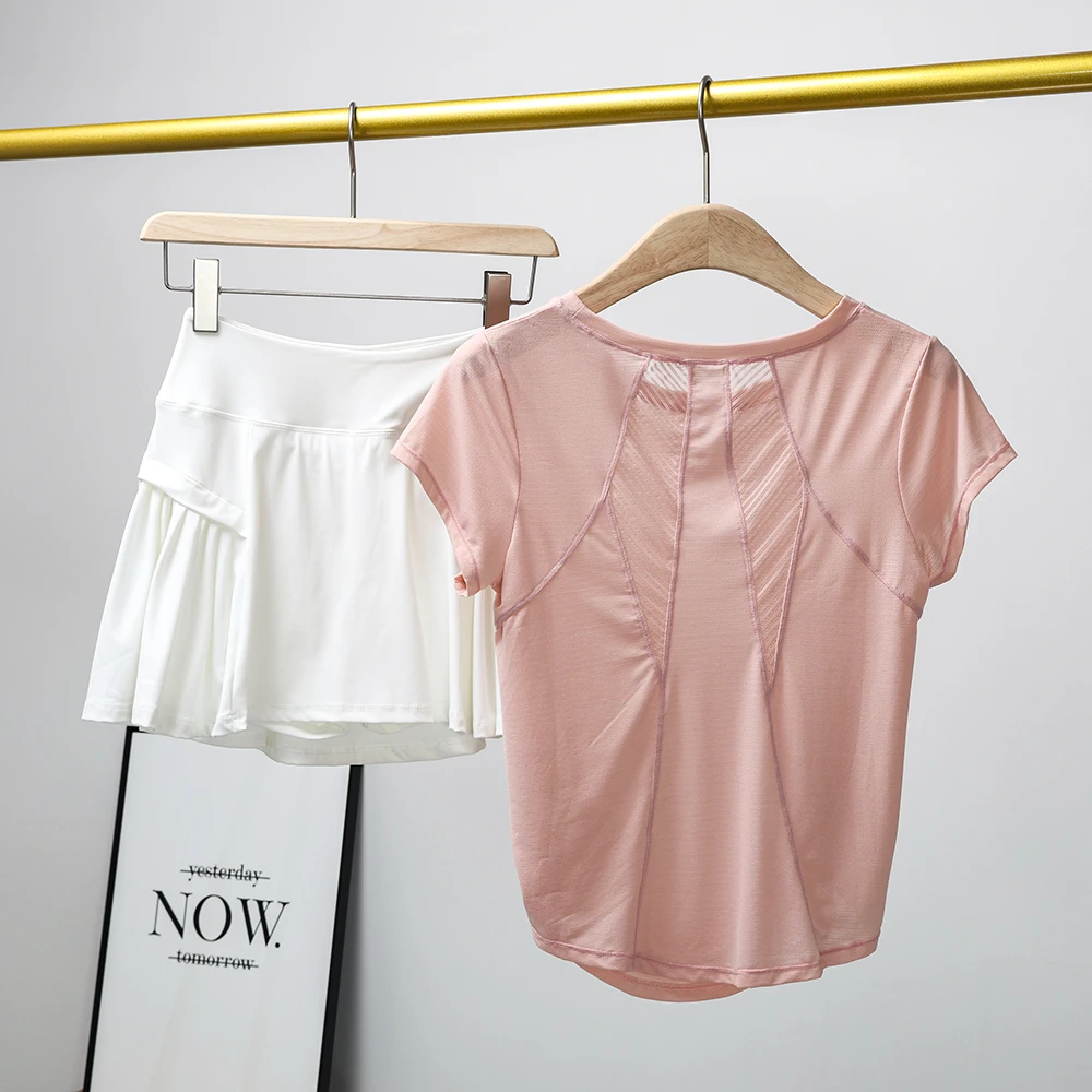 网球运动套装女夏季2025新款羽毛球衣跑步晨跑服速干短裙冰丝T恤