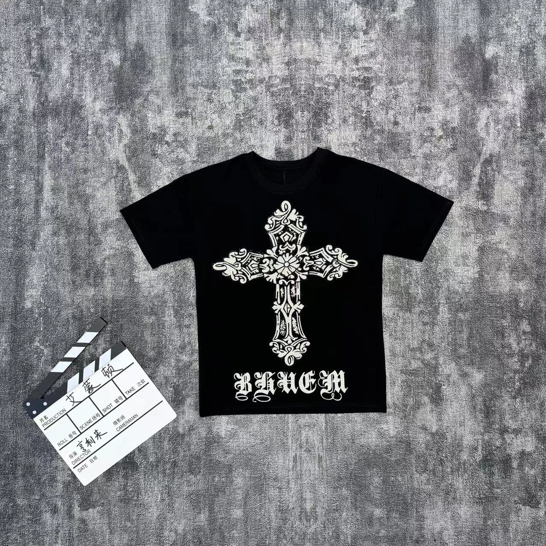 轻奢男士时尚黑白色夏季半袖圆领个性宽松黑白11995