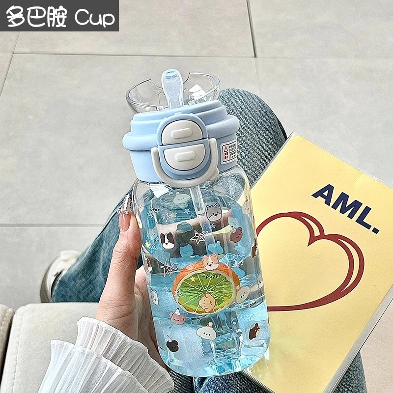 2025新款双饮水杯女高颜值学生上学专用小巧便携吸管塑料杯子xx