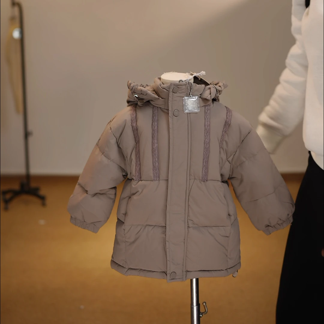 259098-古吖古-韩版花边条羽绒服