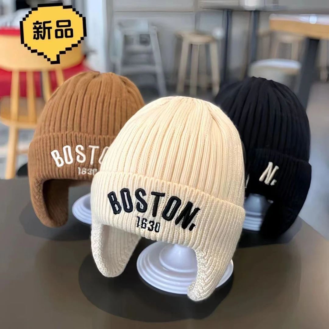 儿童针织护耳帽子秋冬韩版保暖男女孩套头帽防风百搭宝宝毛线帽T