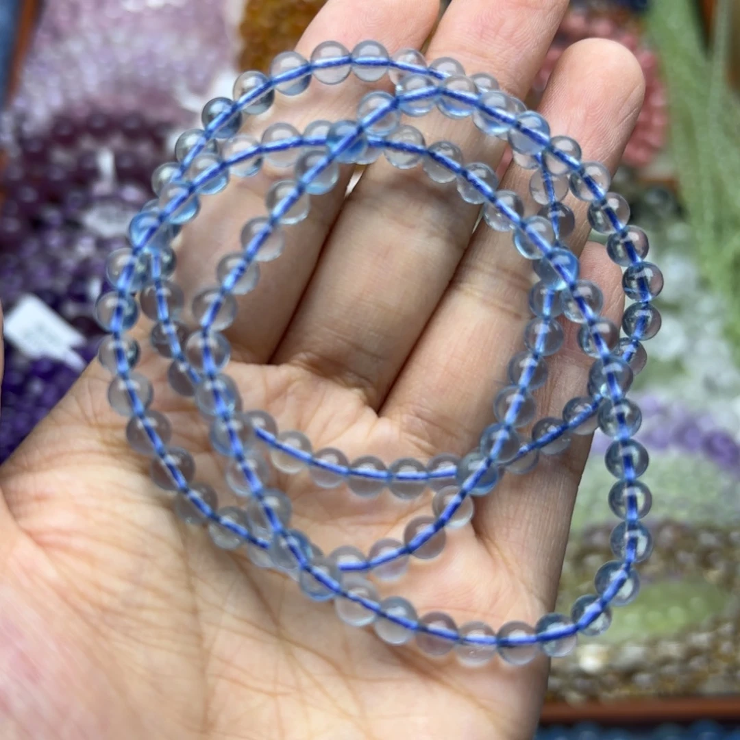 水晶手链未镶嵌暴***兔5mm 三圈海蓝宝 拍十单一条