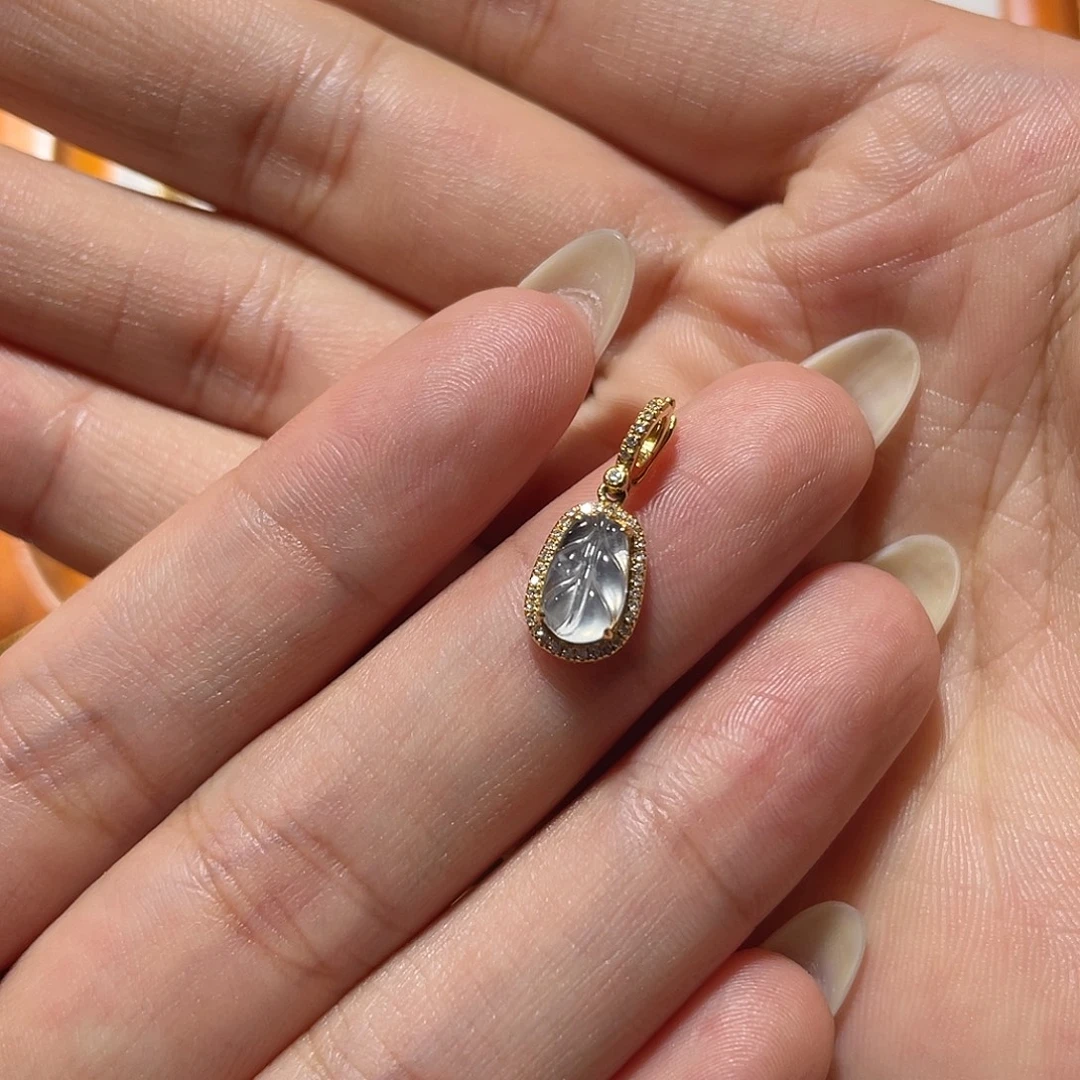 翡翠18K金镶嵌吊坠(不含链)