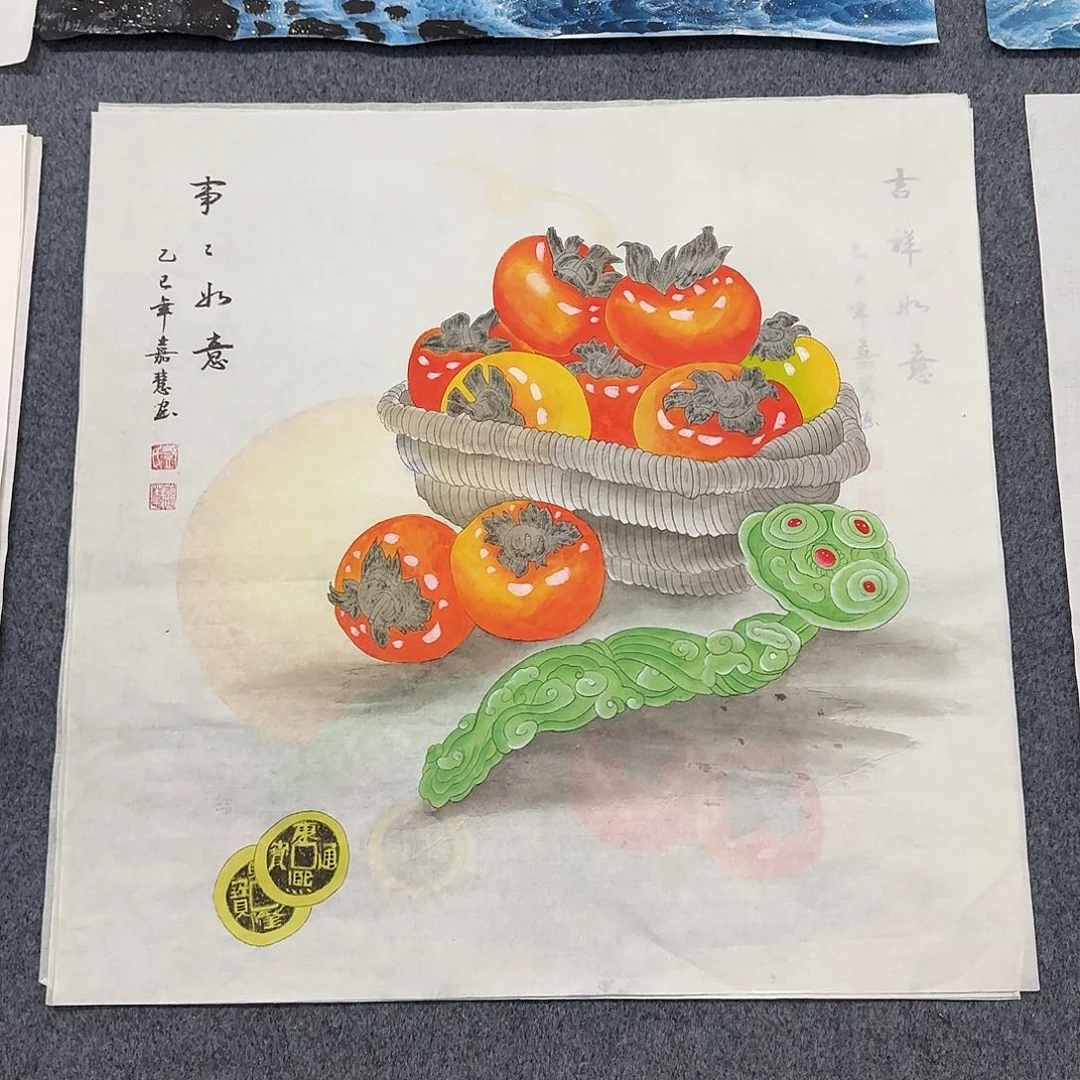 国画尺寸70X70手绘作品