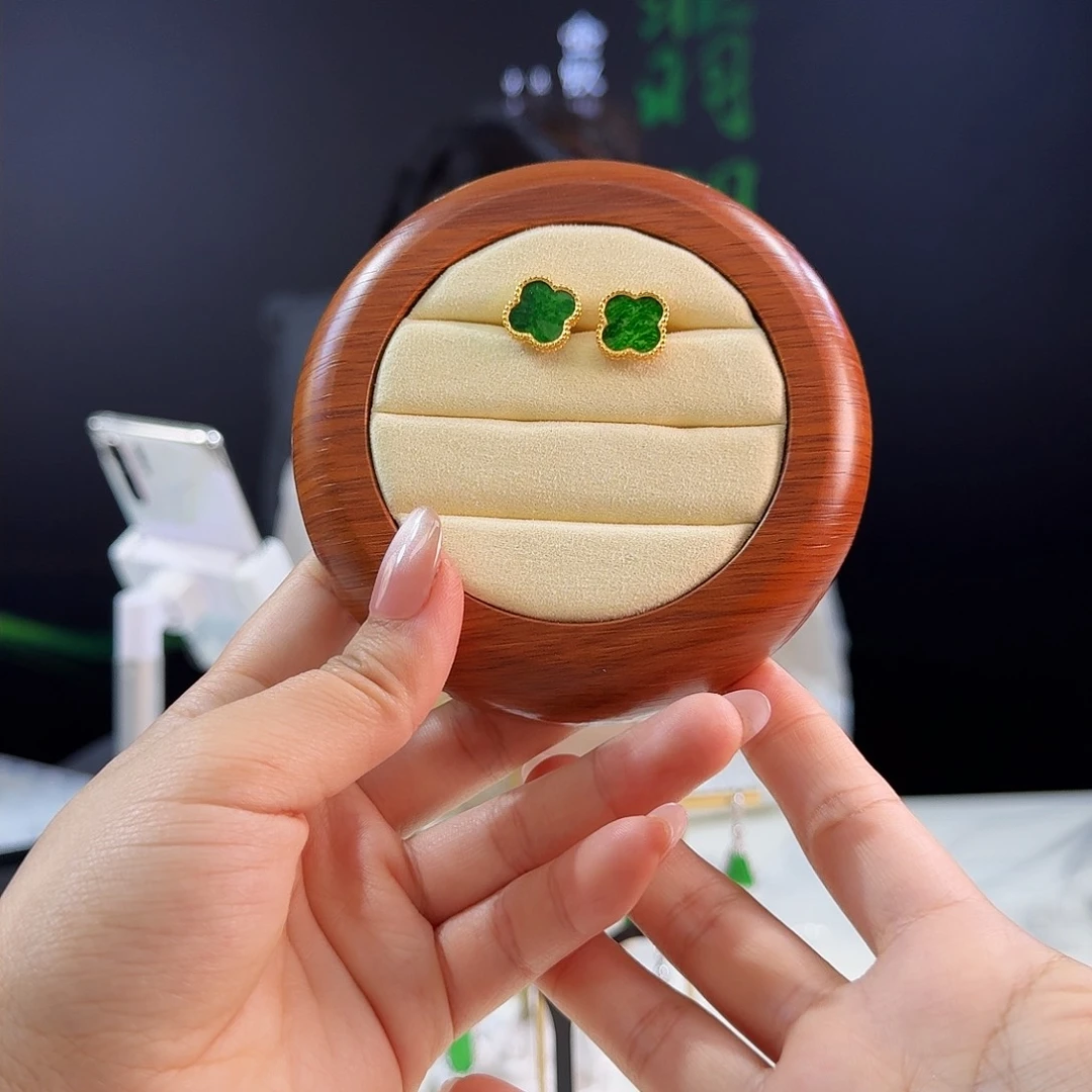 翡翠耳饰银S925镶嵌达***?925镶嵌