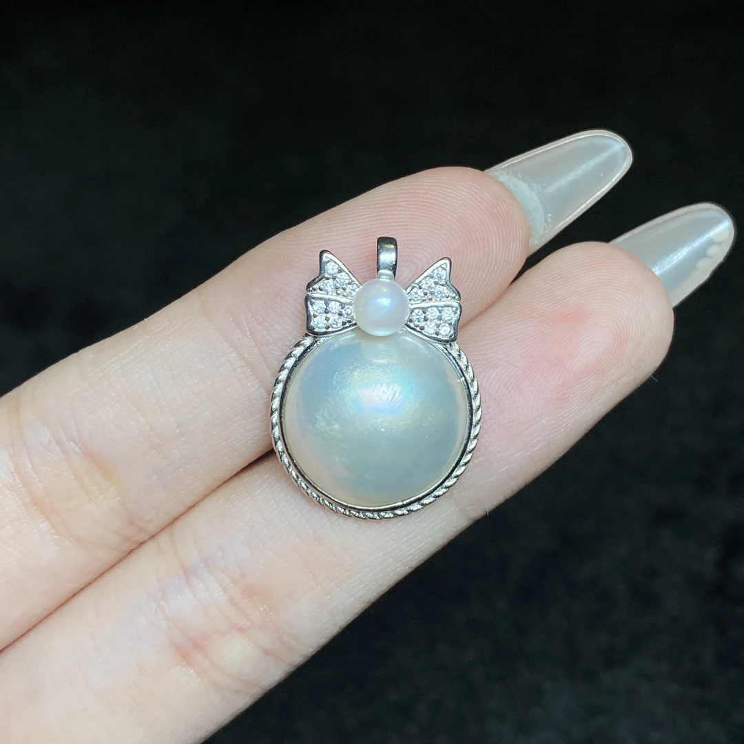 【小北好物】S925银海水马贝吊坠约14*14mm【多样性发一】-17QJ12X28