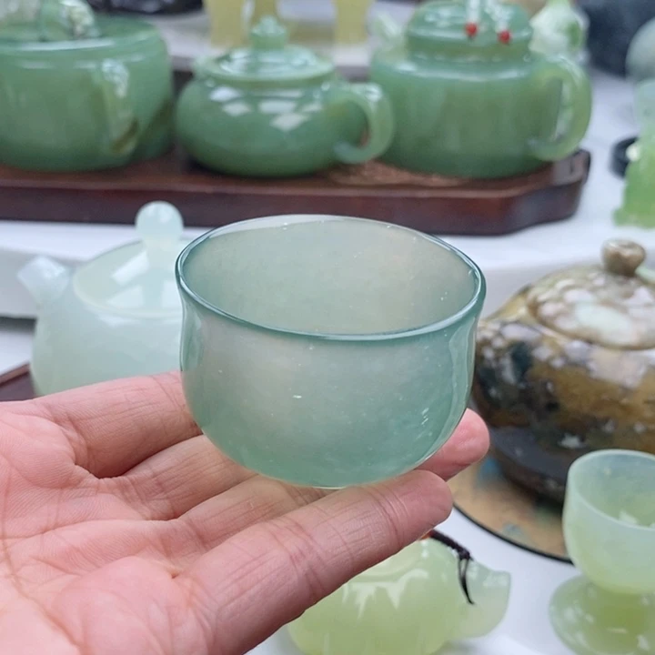 岫玉四大名玉茶杯30毫升未镶嵌