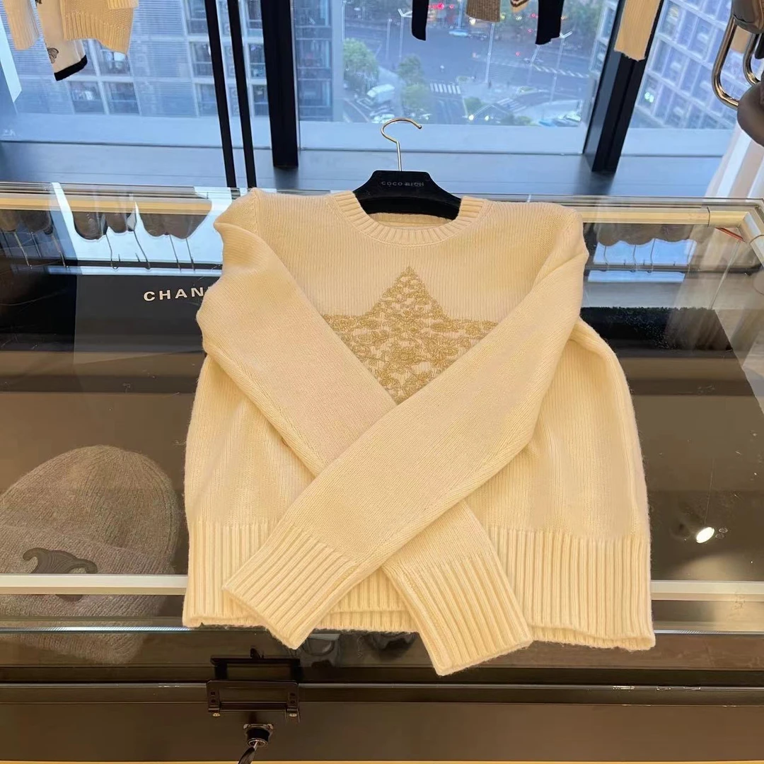 新款金丝幸运星针织套头上衣