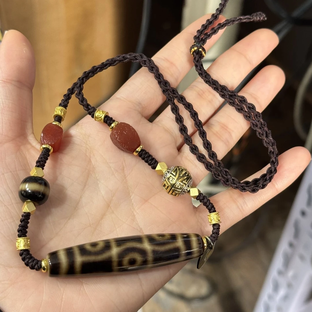 【天赐精选】TC62387-玛瑙DIY脖挂（十轮六眼）-多样性发其一-58*12mm