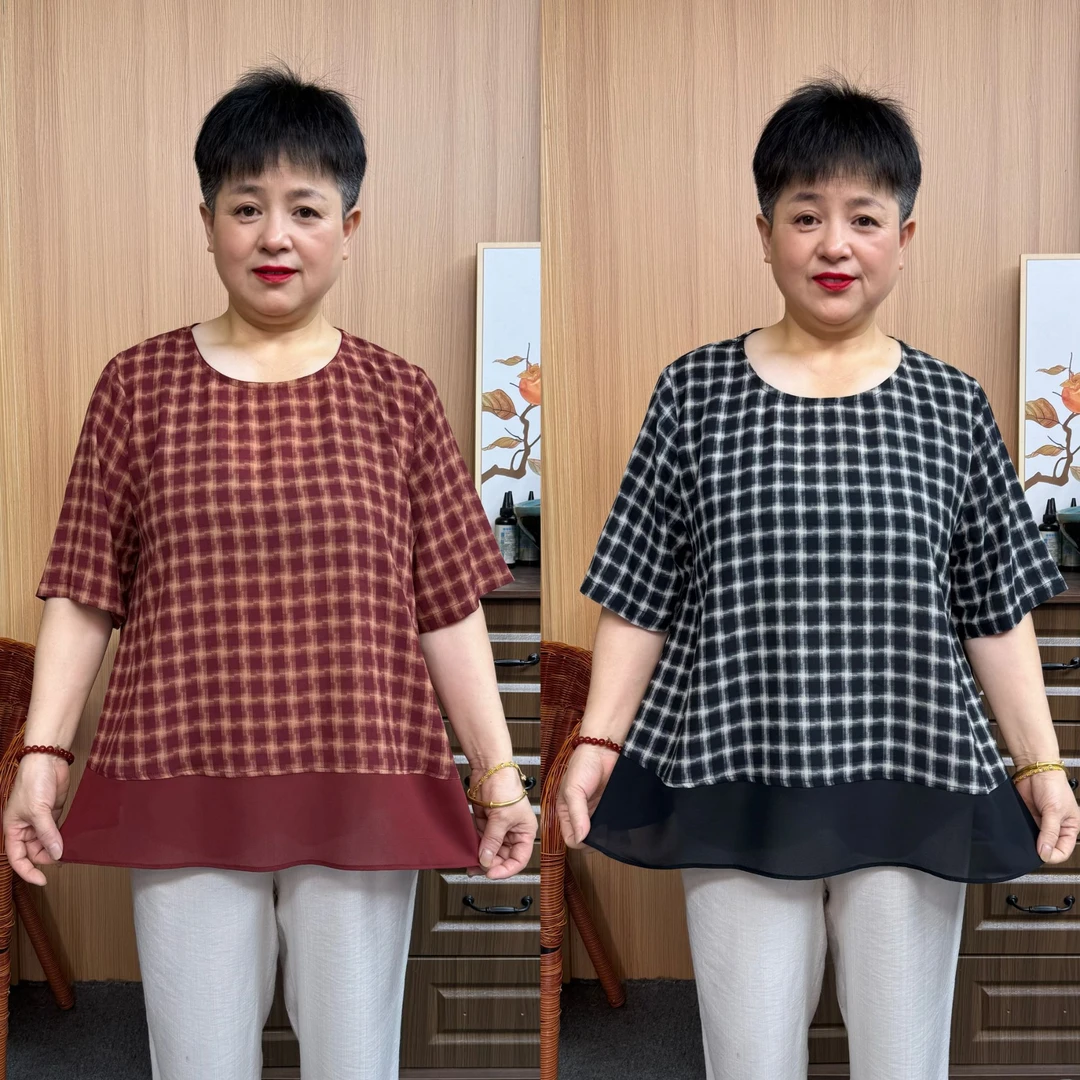 【210斤可穿】开衫薄款减龄中年显瘦上衣春夏加肥加大半袖妈妈装