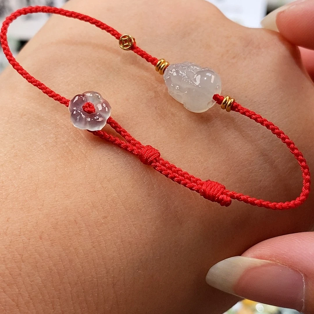 翡翠未镶嵌颈饰貔貅小花手绳15