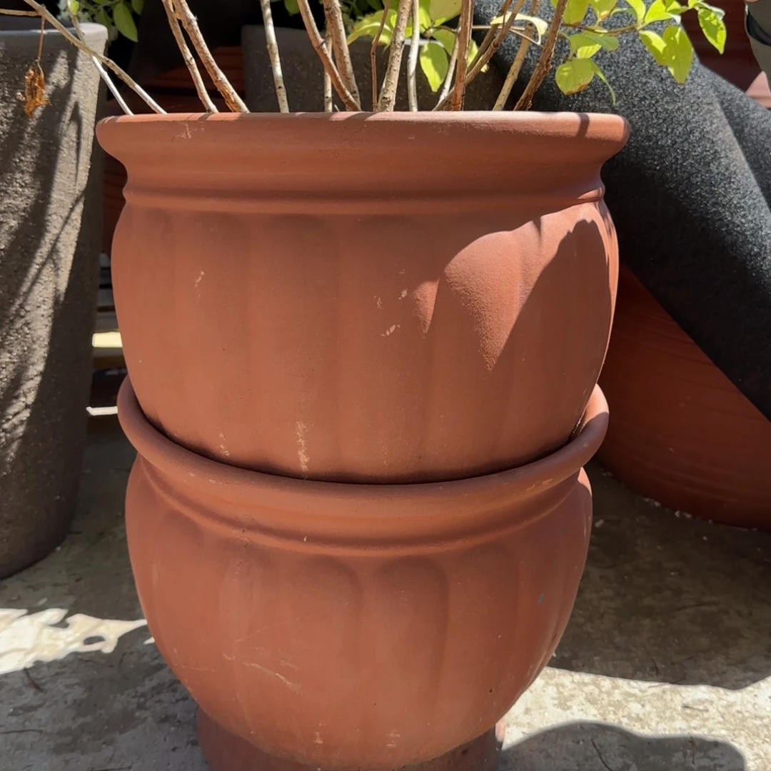 紫砂花盆口35高30宜兴紫砂瑕疵粗糙花泥