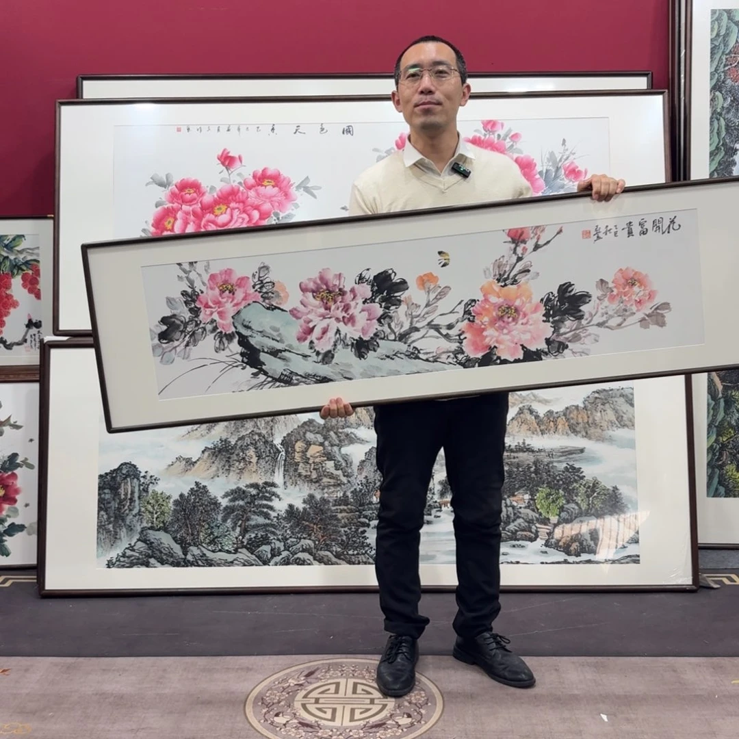 国画手绘作品带框160/45