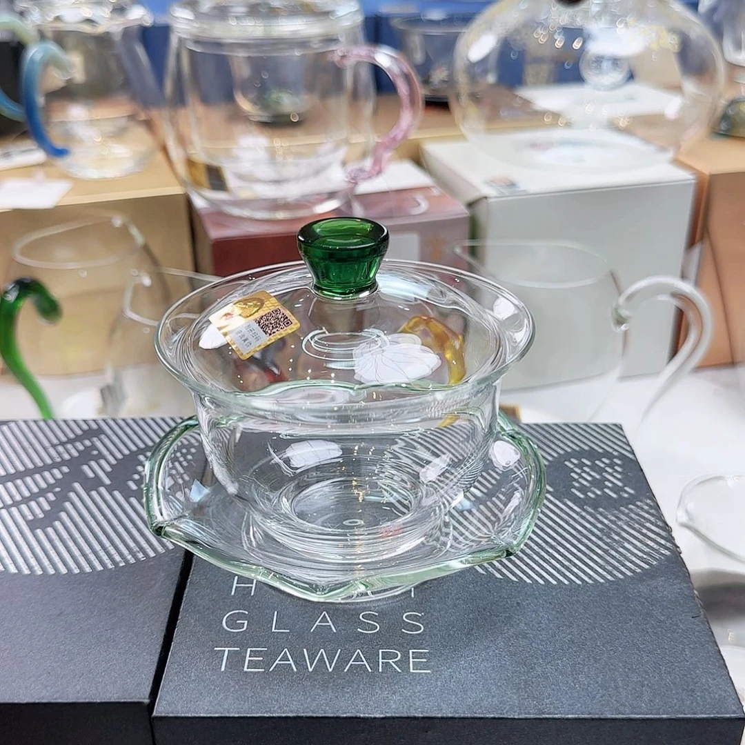 沁莲盖碗湖绿色，，