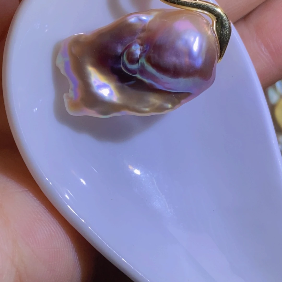 银S925镶嵌淡水珍珠天然淡水珍珠无染色无优化