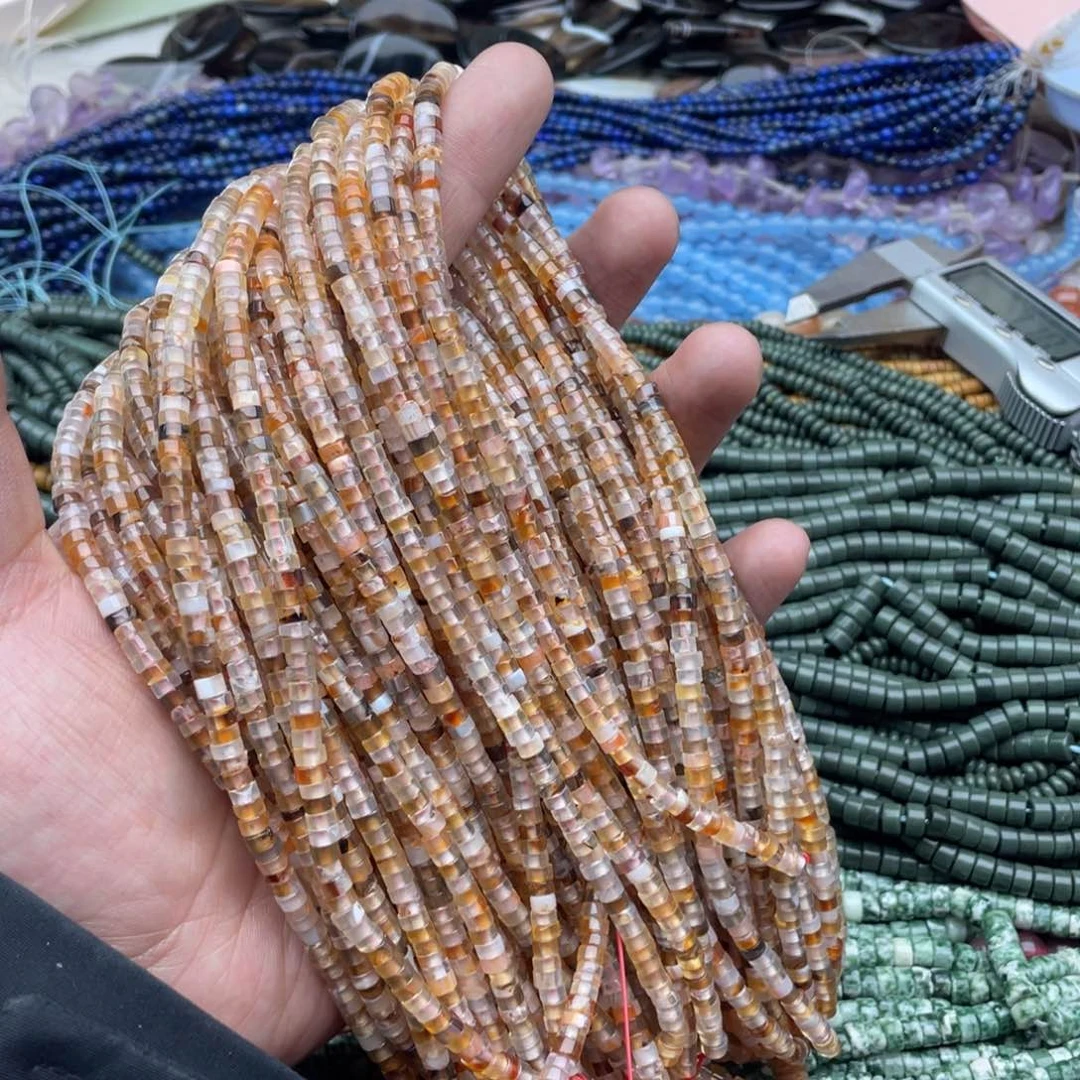 玛瑙/玉髓珠宝半成品未镶嵌一条装4mm浅色玛瑙直切隔片