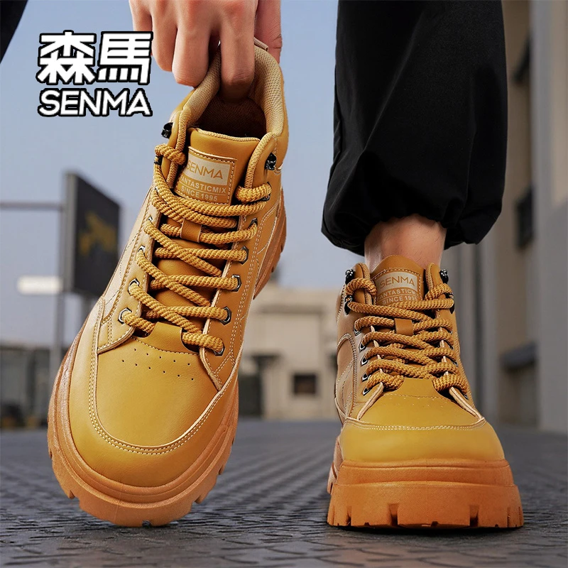SENMA/森马男鞋2025冬季新款厚底高帮户外休闲马丁靴百搭工装短靴