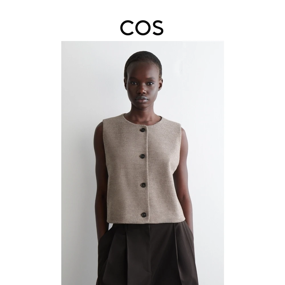 COS女装 标准版型美利奴羊毛混纺西装马甲2025秋季新品1301894002