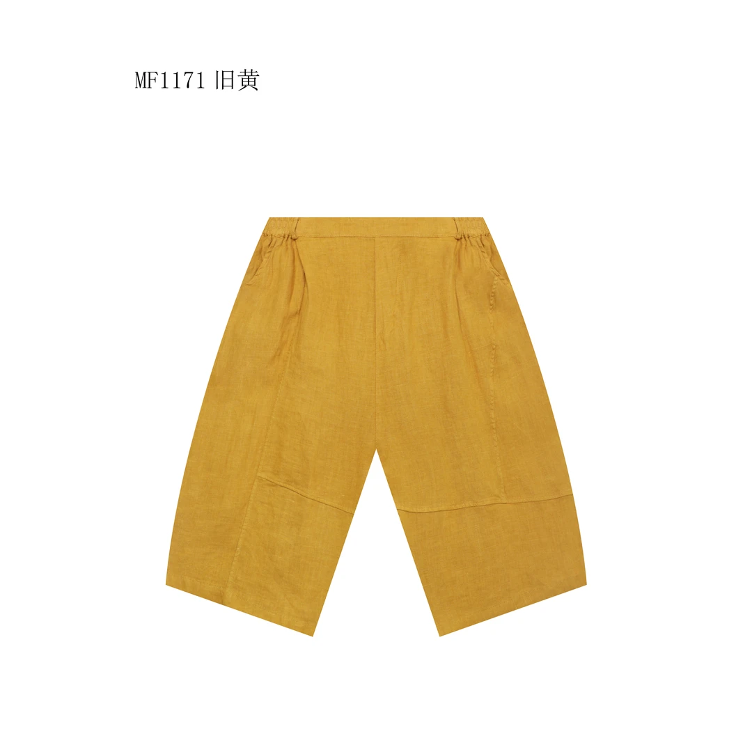 【麻訪家】MF1171旧黄夏季文艺复古宽松舒适百搭休闲裤