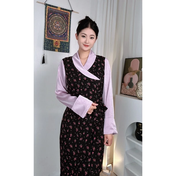 【清新碎花】连衣裙长款时尚气质旗袍上衣套装碎花服装女士网红