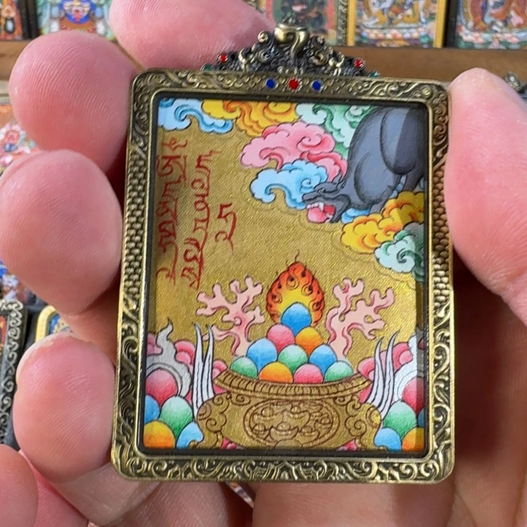 剑***3吊坠纯手绘唐卡吐宝鼠