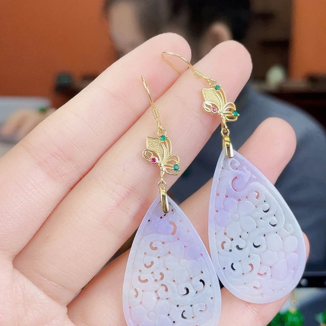 翡翠银S925镶嵌耳饰