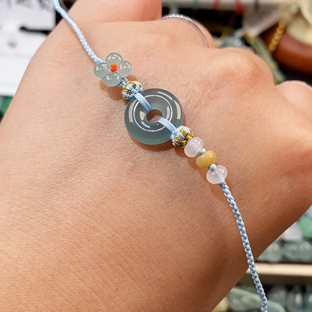 翡翠未镶嵌颈饰甜甜圈手绳15