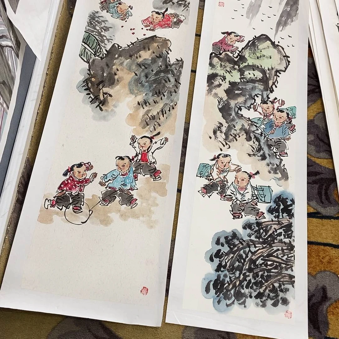 国画三*侯同印手绘山水34.138