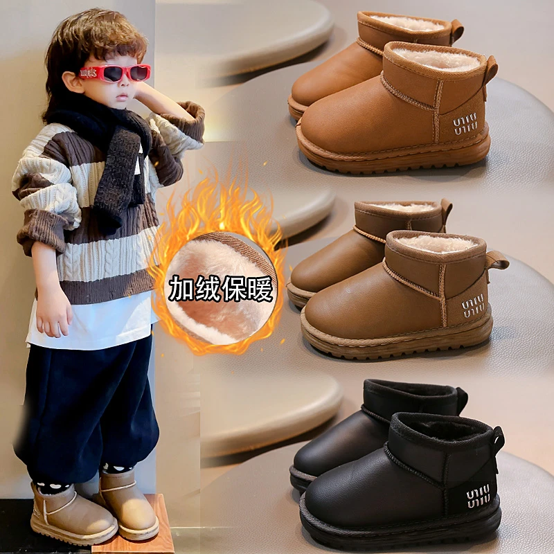 女童雪地靴2025新款冬季儿童东北大棉鞋女孩加绒保暖短靴冬款6618