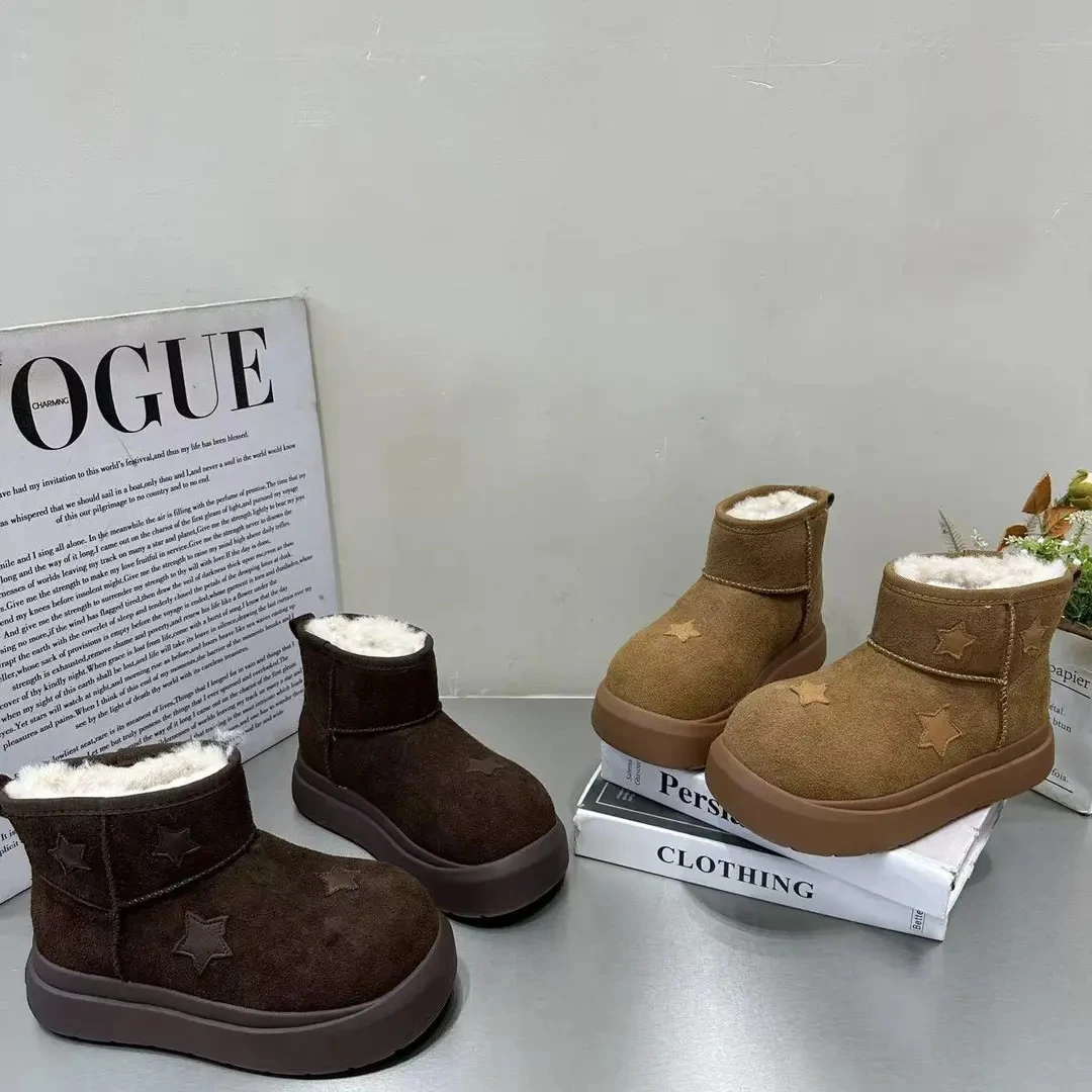 五公分厚底欧洲新货大头卡皮巴拉加绒加厚雪地靴2025年冬季新款