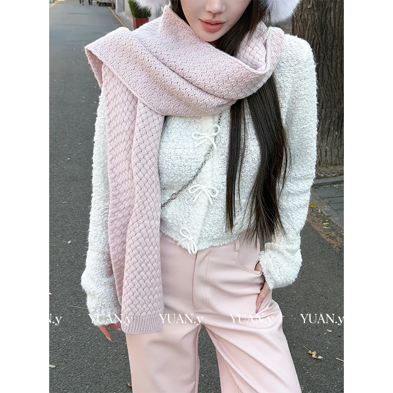 媛媛【蝴蝶艺术】软糯毛衣女秋冬慵懒风宽松外穿加厚针织上衣#M0586