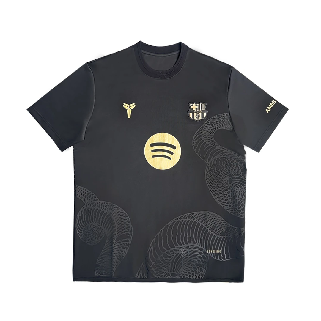 巴萨黑金球衣 梅西 亚马尔 科比 速干重磅宽松球衣 250克美式休闲
