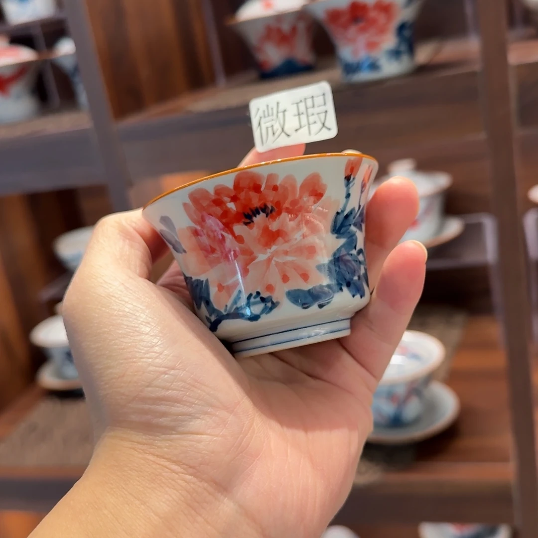 釉下手绘茶具微瑕