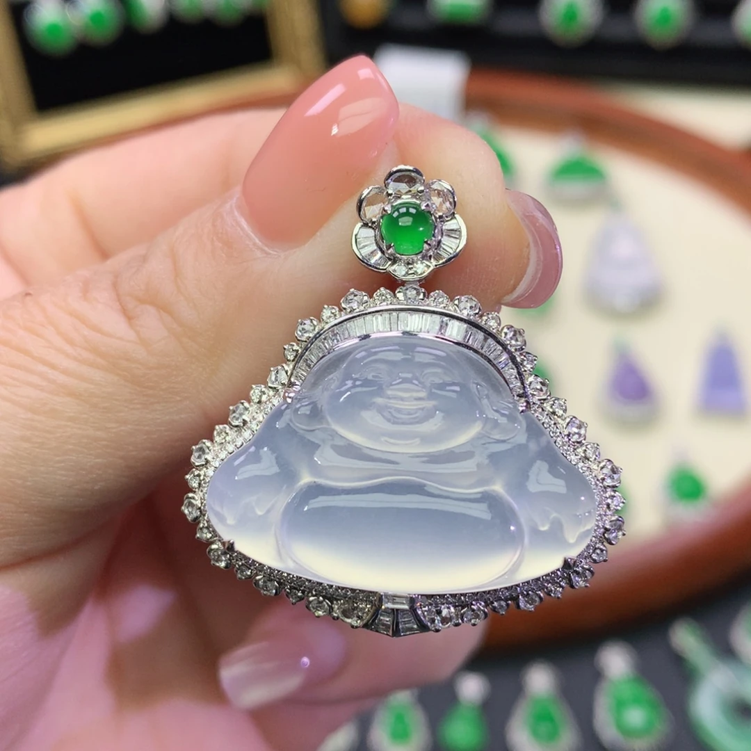 翡翠18K金镶嵌吊坠(不含链)