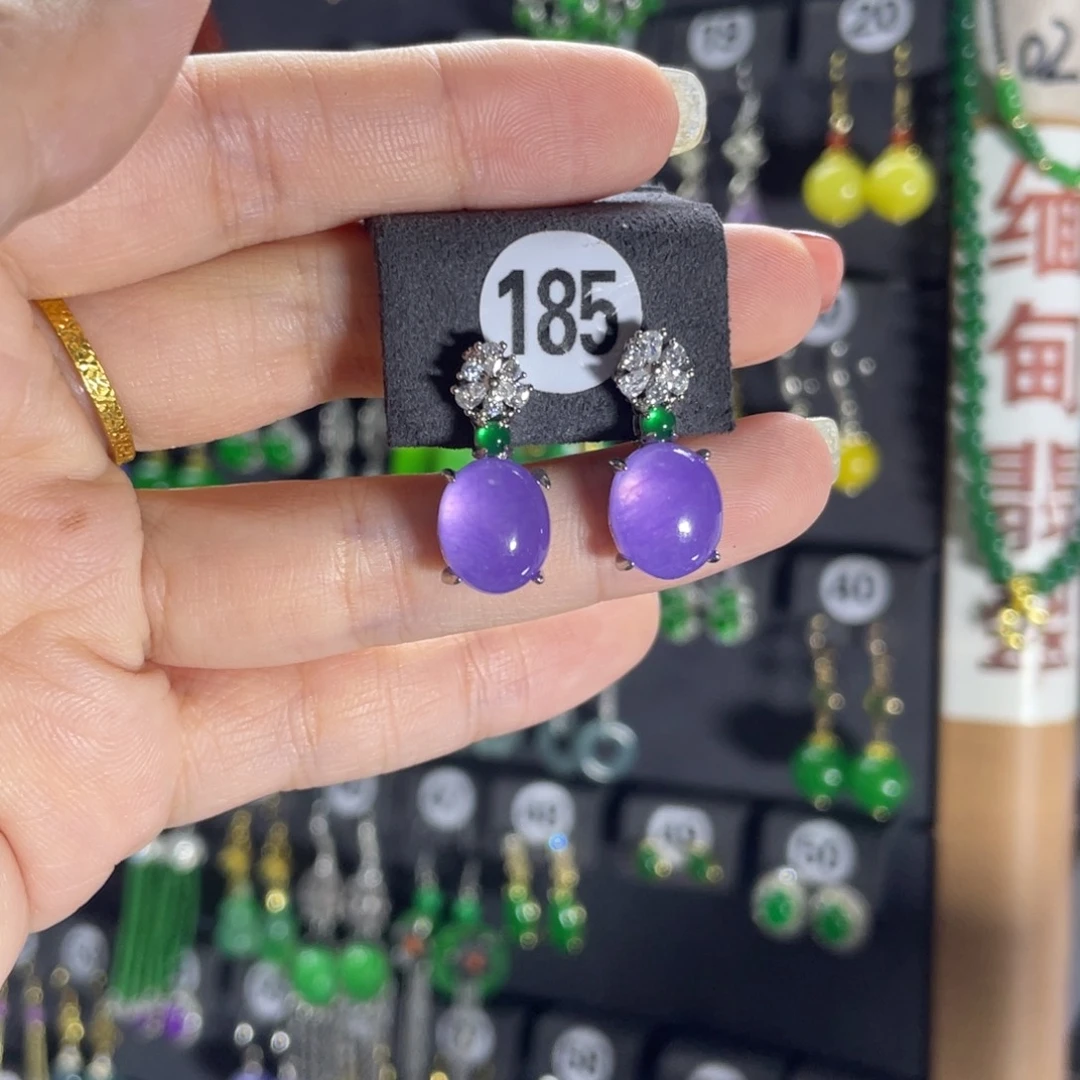 银S925镶嵌翡翠耳饰185
