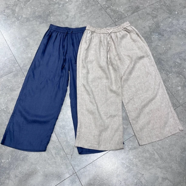 【铼】夏季凉感透气麻料直筒长裤女时尚百搭宽松显瘦休闲裤9210