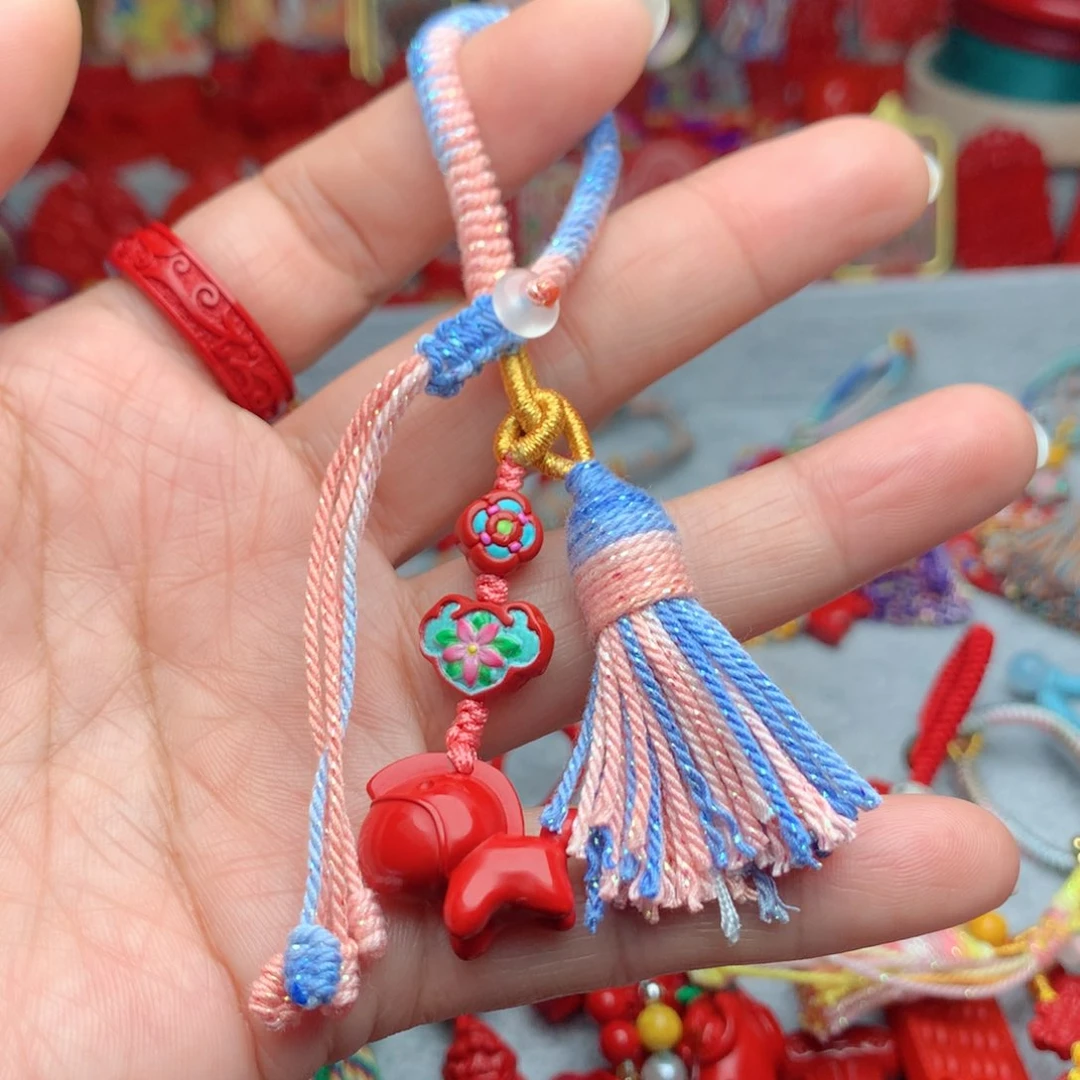 天然辰砂工艺品朱砂钥匙扣包包挂