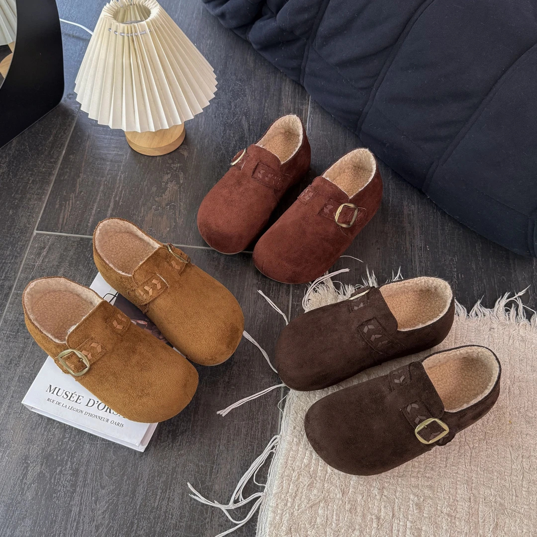 保暖深口一脚蹬女胶粘时尚休闲鞋防滑软底外穿秋冬季M36-16