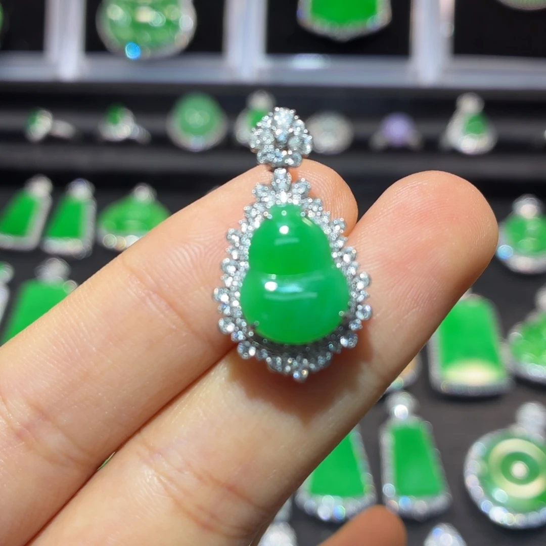 翡翠18K金镶嵌吊坠(不含链)翡翠